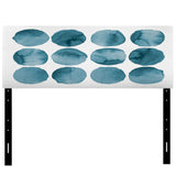 Aquamarine Circles Blue Geometric Elements upholstered headboard