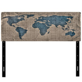 Ancient Map of The World I upholstered headboard