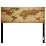 Ancient Map of The World V upholstered headboard