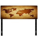 Ancient Map of The World VI upholstered headboard