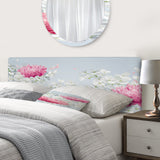 Chrysanthemums and Apple Blossom upholstered headboard