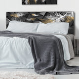 White and Gold Feathers On Triangular upholstered headboard