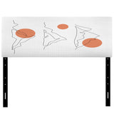 Abstract Mountain Range With Red Moons upholstered headboard