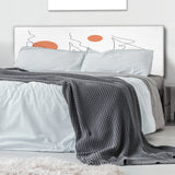 Abstract Mountain Range With Red Moons upholstered headboard