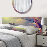 Vintage Butterfly Flying To A White Flower upholstered headboard