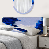 Abstract Blue Grey and White Waves upholstered headboard