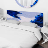 Abstract Blue Grey and White Waves upholstered headboard