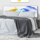 Abstract Blue and Orange Clouds upholstered headboard