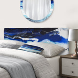 Abstract Yellow and Blue Waves upholstered headboard