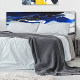 Abstract Yellow and Blue Waves upholstered headboard
