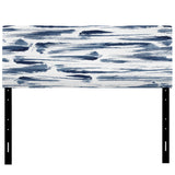 Abstract Blue Aquatic Texture upholstered headboard