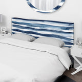 Abstract Classic Blue Waves upholstered headboard