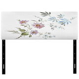 Blue and Pink Wildflowers I upholstered headboard