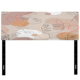 Abstract One Line Woman Portraits upholstered headboard