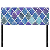 Blue And Purple Diamonds upholstered headboard