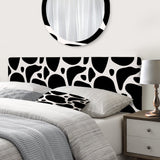 Black Organic Shapes On White upholstered headboard