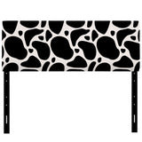 Black Organic Shapes On White upholstered headboard