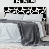 Black Organic Shapes On White upholstered headboard