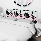 Black And Pastel Flowers upholstered headboard
