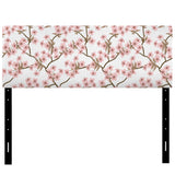 Blossoming Cherry Branches upholstered headboard