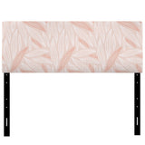 Pink Pastel Leaves Detail upholstered headboard