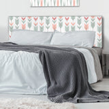 Retro Geometric Arrows In Blue And Pink upholstered headboard