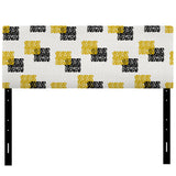 Yellow And Black Dotted Squares upholstered headboard