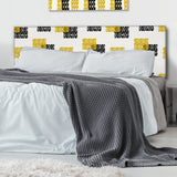 Yellow And Black Dotted Squares upholstered headboard