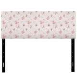 Bohemian Pink Retro Roses upholstered headboard