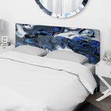 Blue Liquid Art Waves On White And Black upholstered headboard