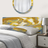 Yellow And Blue Marble Waves I upholstered headboard
