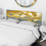 Yellow And Blue Marble Waves I upholstered headboard