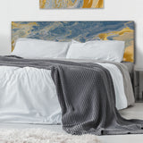 Brown And Blue Marble Waves upholstered headboard