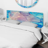 Blue And Pink Marble Ink Clouds II upholstered headboard