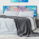 Blue And Pink Marble Ink Clouds II upholstered headboard
