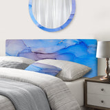 Blue And Pink Marble Ink Clouds III upholstered headboard