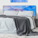 Blue And Pink Marble Ink Clouds III upholstered headboard