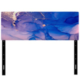 Blue And Pink Marble Ink Clouds IV upholstered headboard