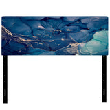 Blue Ink Clouds II upholstered headboard