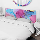 Purple And Turquoise Luxury Abstract Fluid Art IV upholstered headboard