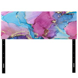 Purple And Turquoise Luxury Abstract Fluid Art IV upholstered headboard