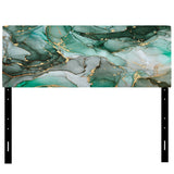 Green Luxury Abstract Fluid Art III upholstered headboard