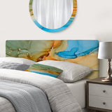 Brown And Blue Luxury Abstract Fluid Art III upholstered headboard