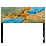 Brown And Blue Luxury Abstract Fluid Art III upholstered headboard