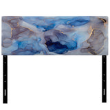 Blue And Grey Luxury Abstract Fluid Art III upholstered headboard