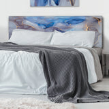 Blue And Grey Luxury Abstract Fluid Art III upholstered headboard