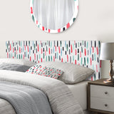 Retro Blue And Red Vertical Strokes upholstered headboard