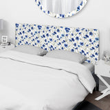 Blue Flowers On White upholstered headboard