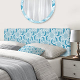 Light Blue Flower On White upholstered headboard