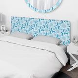 Light Blue Flower On White upholstered headboard